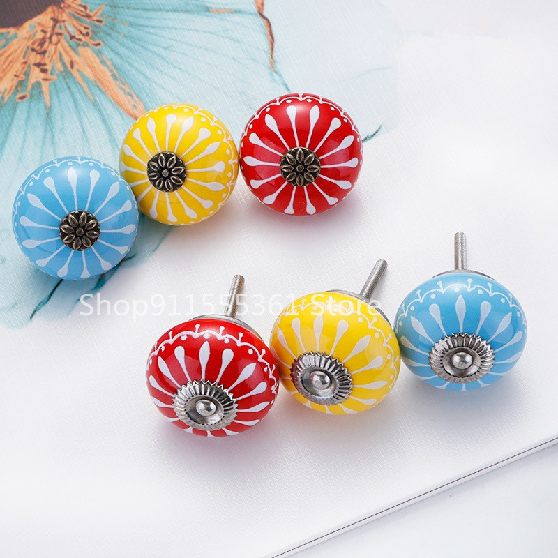 Gốm Núm/Đầm Nút Trắng Xanh Tủ  - đánh giá và giá Unique Furniture Hardware Pulls